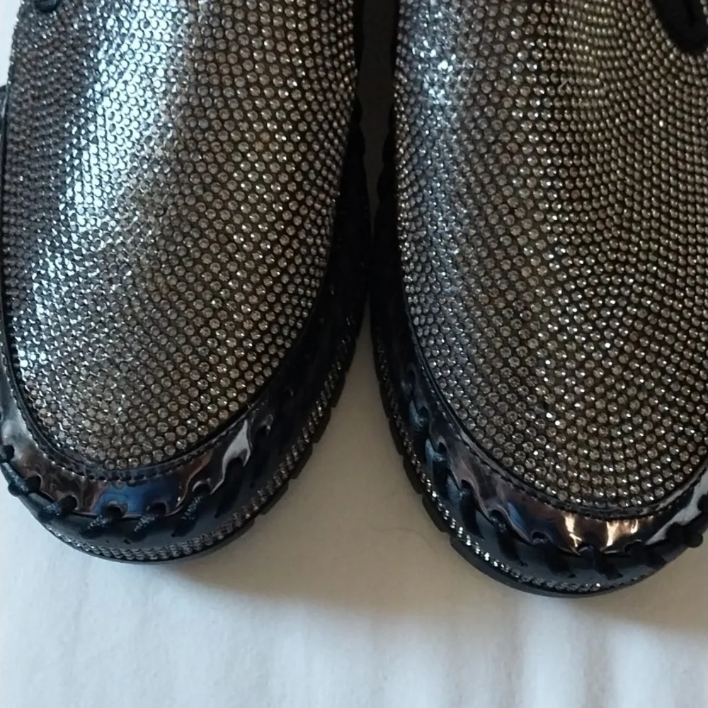 Embellished Silver Slip-On Platform Loafers for Women